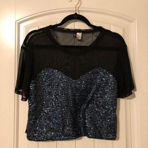 See Through Sequin Crop Top